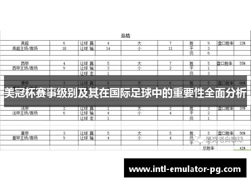 美冠杯赛事级别及其在国际足球中的重要性全面分析